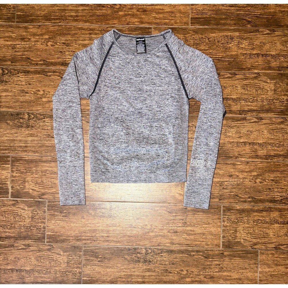 Victoria's Secret PINK Active Seamless Heather Gray Long Sleeve Top